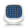 Imagem de Sterling Prata Azul CZ Preto Rhodium Square Ring, Tamanho 9