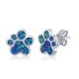 Imagem de Sterling Prata Azul Inlay Opala Pata Stud Brincos