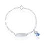 Imagem de Sterling Prata Azul Teddy Bear Charm Kid-ID Bracelet, 6,5