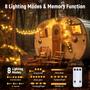 Imagem de String Lights Minetom 100 LED 12 m alimentado por USB com controle remoto branco quente