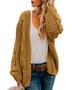 Suéter de cardigã Ferrtye feminino Chunky Cable Kit amarelo Imagem de Suéter de cardigã Ferrtye feminino Chunky Cable Kit amarelo