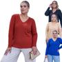 Suéter Feminino Básico Modal Gola V - NET TRICOT Imagem de Suéter Feminino Básico Modal Gola V