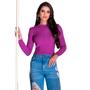 Imagem de Sueter Feminino Tricot Colorido Trançado Frio Lindo Quente Parka Moda Inverno Blogueira Blusa Modal Confortavel Luxo