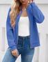 Imagem de Suéter feminino WROLEM com capuz com zíper e capuz azul