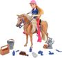 Imagem de Sunny Days Entertainment Palomino Horse com Rider - Playset com 14 acessórios e sons realistas  Boneca Loira em roupa de montaria  Brinquedos de Cavalo para Meninas e Meninos - Campeões da Fita Azul