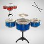 Imagem de Super Bateria Infantil 4 Tambores Com Baquetas e Banquinho Para Pequenos Músicos Oficial