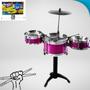 Imagem de Super Bateria Infantil 4 Tambores Com Baquetas e Banquinho Para Pequenos Músicos Oficial