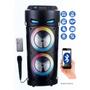 Imagem de Super  Caixa de Som Bluetooth super Bass pendrive com LEDs Heyli HY-4239 com karaokê e acompanha microfone