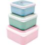 Imagem de Super Kit Hora do Lanche Gumy Branco Off White Com Copo Térmico Pote Térmico e 3 Potinhos Plásticos Sortidos Rosa - Buba