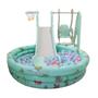 Imagem de Super playground divertido infantil 4x1 com piscina de bolinhas verde com 200 bolinhas coloridas