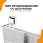 Imagem de Suporte Banheiro Porta Toalha Toalheiro De Banho Duplo Com Ventosa Sem Furo Cromado Future