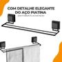 Imagem de Suporte Banheiro Porta Toalha Toalheiro De Banho Duplo Com Ventosa Sem Furo Preto Fosco Future