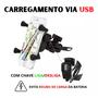 Imagem de Suporte Celular Moto Com Carregador Universal Usb Garra X