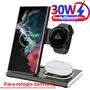 Imagem de Suporte de Carregamento Sem Fio 3 em 1 (30W) - Dobrável com LED - Compatível com Samsung Galaxy S24/S23/S22 e Watch 6/5/4