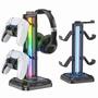 Imagem de Suporte de Fone de Ouvido Giratório RGB com 9 Modos de Luz e Gancho