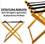 Imagem de Suporte De Malas Bagagens Em Madeira Para Hotel Pousada Maleiro Dobrável Preto - KIT 10 UNIDADES - AMZ