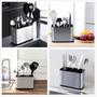 Imagem de Suporte de utensílio de cozinha, suporte de utensílio de aço inoxidável rack de secagem rack flatware holder Sinkware Caddy Countertop Organizer com 4 compartimentos divididos, à prova de ferrugem