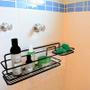 Imagem de Suporte Fixo Porta Shampoo Sabonete Banheiro Aço Reforçardo Cor Preto
