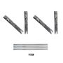 Imagem de Suporte inox p/ churrasqueira kit frente (43x6) e fundo (43x6) + 4 tubos redondo inox de 65cm