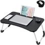 Imagem de Suporte mesa notebook dobravel multiuso com suporte e porta copo para sofa cama preto