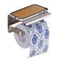 Imagem de Suporte Papel Higienico Inox Banheiro Lavabo Prateleira Apoio Celular Objeto Parede Multiuso