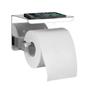 Imagem de Suporte Papel Higienico Inox Banheiro Lavabo Prateleira Apoio Celular Objeto Parede Multiuso