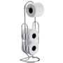 Imagem de Suporte papeleira porta papel higiênico de chão 3 rolos em aço cromado aramado para banheiro lavabo