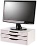 Imagem de Suporte Para Monitor Com 3 Gavetas Em Mdf Branco