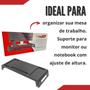 Imagem de Suporte para Monitor ou Notebook Prime Preto com Ajuste Altura Ideal para Organizar Mesa Trabalho Escritório