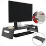 Imagem de Suporte para Monitor ou Notebook Prime Preto com Ajuste Altura Ideal para Organizar Mesa Trabalho Escritório