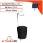 Imagem de Suporte Porta Papel Higiênico Com Lixeira 5 Litros Redonda Cesto Lixo Chão Banheiro Preto - 448 AMZ