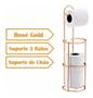 Imagem de Suporte Porta Papel Higiênico Parede Ou Chão Papeleira Banheiro Rose Gold - 1609rg Future