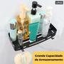 Imagem de Suporte Porta Shampoo Sabonete Retangular em Inox Cozinha e Banheiro Dupla Instalação