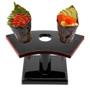 Imagem de Suporte Porta Temaki em Abs com 3 Furos Preto com Detalhe em Vermelho Nihon Shikko