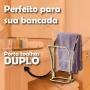 Imagem de Suporte Toalheiro Porta Toalha Duplo Rosto Mão Bancada Lavabo Banheiro Cobre Rose Gold - 1608rg Future