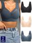 Imagem de Sutiã Esportivo Feminino Plus Size Sem Costura, Sem Fio e Sem Costas - Com Renda