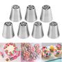 Imagem de Suuker Russian Piping Tips Set, cupcake de aço inoxidável em forma de flor em forma de kit de bico de glacê, gadgets de cozinha para pastelaria cupcakes bolos biscoitos decoração (7Pcs)