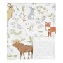 Imagem de Sweet Jojo Designs Bear Deer Fox Woodland Animal Toile Baby Boy or Girl Recebendo Cobertor de Swaddle de Segurança para Recém-nascido ou criança Berçário Carrinho de Bebê Soft Minky - Cinza, Verde e Brown