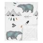 Imagem de Sweet Jojo Designs Bear Mountain Aquarela Baby Boy Recebendo Segurança Swaddle Cobertor para recém-nascido ou criança Berçário Assento de carro Carrinho Soft Minky - Ardósia Azul, Preto e Branco