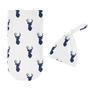 Imagem de Sweet Jojo Designs Woodland Veado Baby Boy Cocoon e Gorro Chapéu 2pc Set Jersey Stretch Knit Sleeping Bag para Infant Newborn Nursery Sleep Wrap Sack - Navy Azul e Branco Floresta Animal Stag Antler