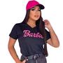 Imagem de T Shirt Baby Look Blusa Viscolycra Rosa Pink Gola V Coleção Estampa Barbie