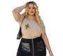 Imagem de T-Shirt Camiseta Estampada Feminina Plus Size Gola Alta Blusa Confortável Gola Redonda