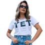 Imagem de T-shirt estampada blusa feminina manga curta slim 3037a