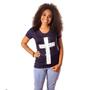 Imagem de T-shirt feminina "Cruz" Azul M