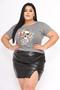 Imagem de T shirt Feminina Plus Size Caveira Flores