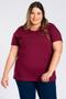 Imagem de T-shirt Feminina Plus Size Malha Algodão Estampada "Happiness looks gorgeous on you" - Serena