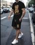 Imagem de T- Shirt masculina conjunto Casual verão + Short Tactel urso Stay Lover Premium estampado