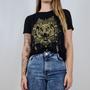 Imagem de T-shirt Tigre Preta Dourado Feminino 94% Viscose E 6% Elastano Blufera Jeans 1916-2