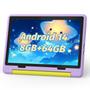 Imagem de Tablet infantil ZOFYWNAS Android 14 de 10 polegadas 8 GB de RAM 64 GB roxo