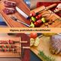 Imagem de Tabua de Carne Corte Frios Churrasco Madeira Cozinha Maciça Com Alça